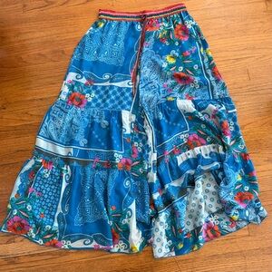 Johnny Was Caroline Blue Floral Patchwork Palazzo Pants